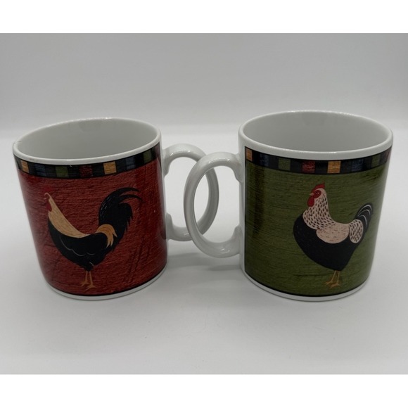Brandon House Country Quartet Set of 2 Rooster Coffee Mugs by Sakura - Picture 3 of 10